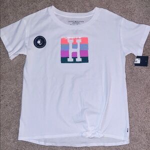 Tommy Hilfiger White Tee with Multicolor H Logo